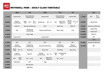 NEW YEAR TIMETABLE
