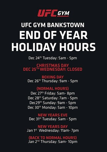 END OF YEAR HOLIDAY HOURS